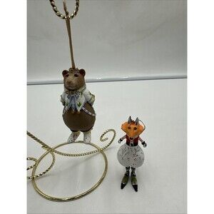 Lot 2 Patience Brewster PHOEBE FOX& Victoria Bear Mini Ornament Mackenzie Childs